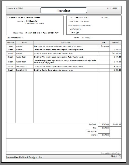 Invoice Screen Shot